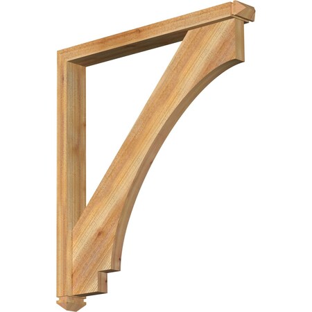 Imperial Arts And Crafts Rough Sawn Bracket W/ Offset Brace, Western Red Cedar, 4W X 34D X 38H